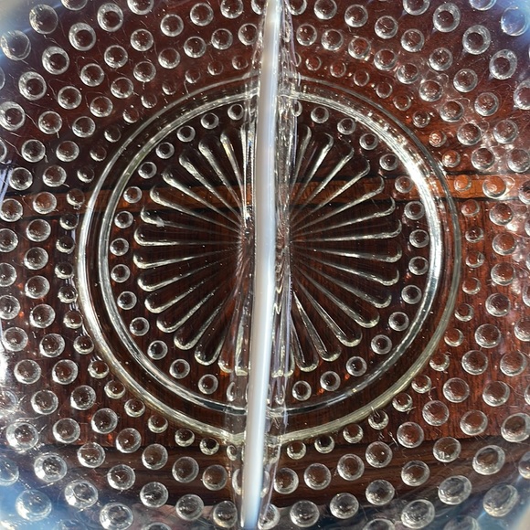 Moonstone hobnail relish dish vintage 1940s Anchor Hocking - Picture 5 of 7